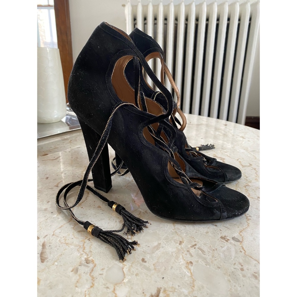 Salvatore Ferragamo Tyla Suede Lace Up Sandals